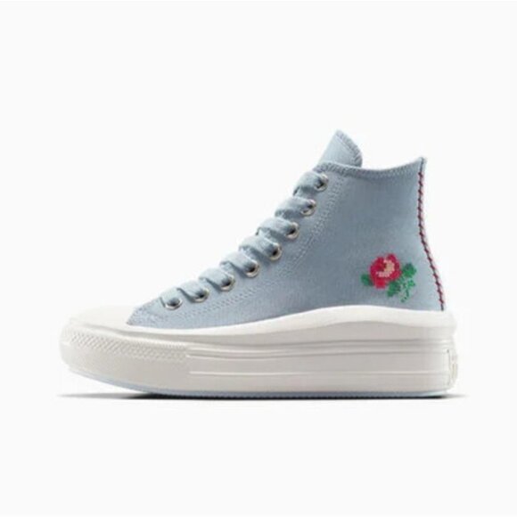 Converse Womens Chuck Taylor All Star Move Hi Platform Rose Cross Stitch A12571C - Picture 12 of 15
